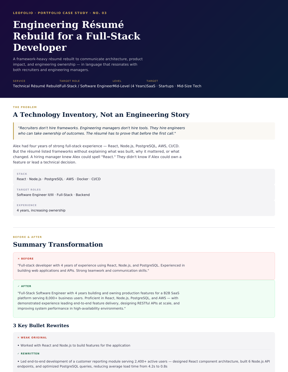 Software Engineer Résumé Rebuild